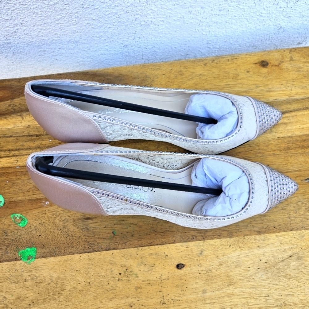 New Caparros Nude Satin Quillian Shoes Women's Size 9.5 - Picture 7 of 16